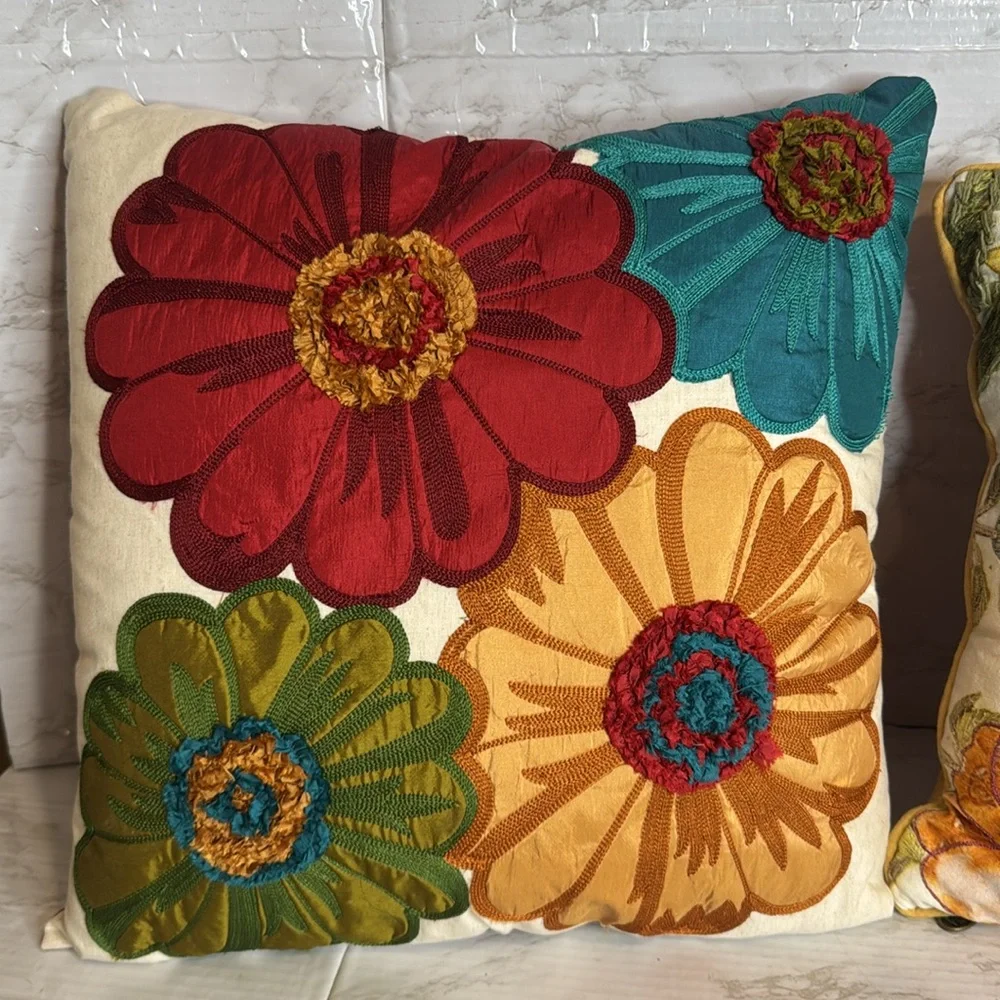Pier 1 floral and birds home decor couch accent throw pillows Colorful boho